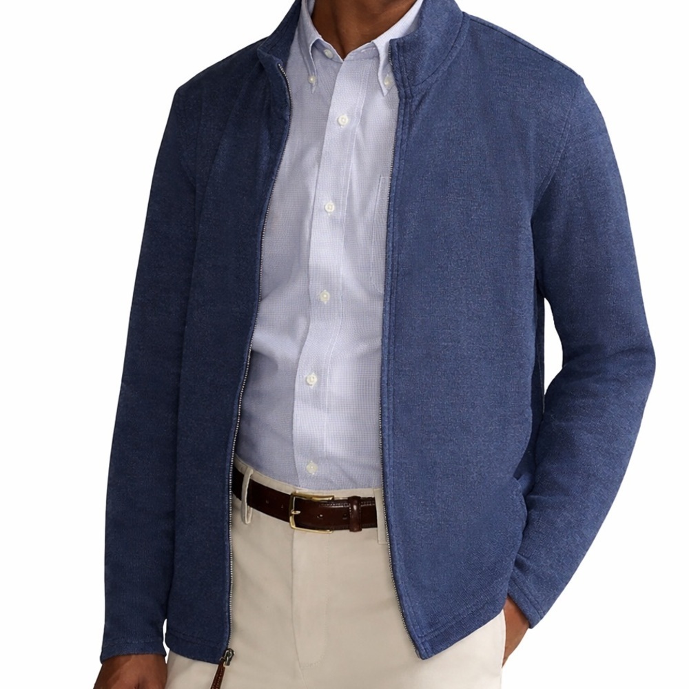 TRUE ROCK Men’s Navy Heather Full Zip Sweater